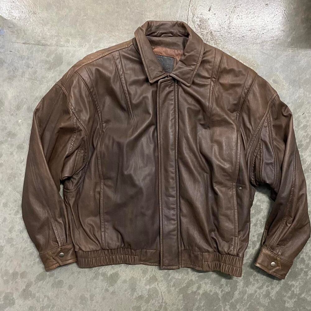 Brown leather jacket size l xl